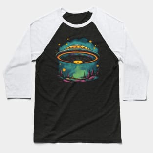 Flying Saucer Ufo Colorful Vintage Style Baseball T-Shirt